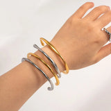 18K Plated Stainless Steel Open Bangle Glossy Bracelet