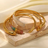 18K Plated Stainless Steel Open Bangle Glossy Bracelet