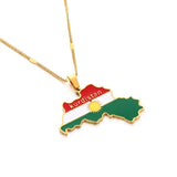 Stainless Steel Kurdistan Map Pendant Necklace