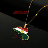 Stainless Steel Kurdistan Map Pendant Necklace