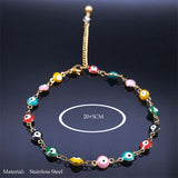 Colorful Eye Beads Anklet Stainless Steel