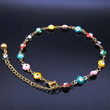 Colorful Eye Beads Anklet Stainless Steel