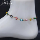 Colorful Eye Beads Anklet Stainless Steel