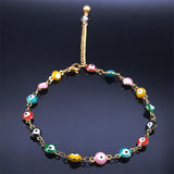 Colorful Eye Beads Anklet Stainless Steel