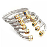 Colorful Zircon Birthstone Cuff Charm Bracelet & Bangle For Women