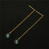 Colorful Zircon Water Drop Long Chain Earrings for Women Girls