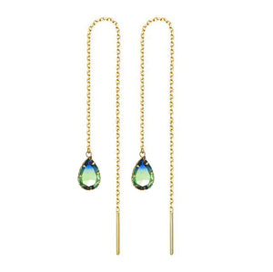 Colorful Zircon Water Drop Long Chain Earrings for Women Girls