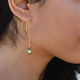 Colorful Zircon Water Drop Long Chain Earrings for Women Girls