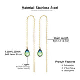 Colorful Zircon Water Drop Long Chain Earrings for Women Girls