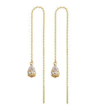 Colorful Zircon Water Drop Long Chain Earrings for Women Girls