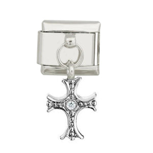 Stainless Steel Composable 9mm Crystal Cross Charm Bracelet