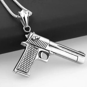 Stainless Steel Rock Gun Model Pendant Necklace