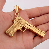 Stainless Steel Rock Gun Model Pendant Necklace