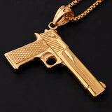 Stainless Steel Rock Gun Model Pendant Necklace