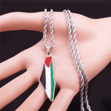 Stainless Steel Map Necklace Jewish Judaica Jerusalem Holy Land Keepsake