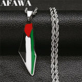 Stainless Steel Map Necklace Jewish Judaica Jerusalem Holy Land Keepsake