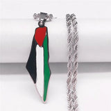 Stainless Steel Map Necklace Jewish Judaica Jerusalem Holy Land Keepsake
