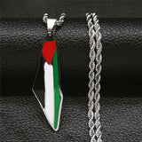 Stainless Steel Map Necklace Jewish Judaica Jerusalem Holy Land Keepsake