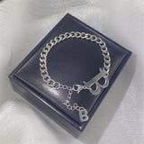 Stainless Steel Couple Letter B Chain Bracelet Women Punk Hip-Hop Jewelry