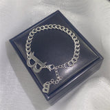 Stainless Steel Couple Letter B Chain Bracelet Women Punk Hip-Hop Jewelry