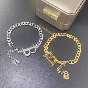 Stainless Steel Couple Letter B Chain Bracelet Women Punk Hip-Hop Jewelry