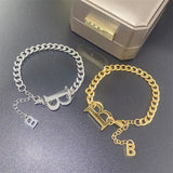 Stainless Steel Couple Letter B Chain Bracelet Women Punk Hip-Hop Jewelry