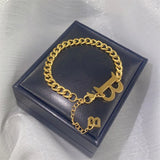 Stainless Steel Couple Letter B Chain Bracelet Women Punk Hip-Hop Jewelry