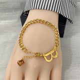 Stainless Steel Couple Letter B Chain Bracelet Women Punk Hip-Hop Jewelry