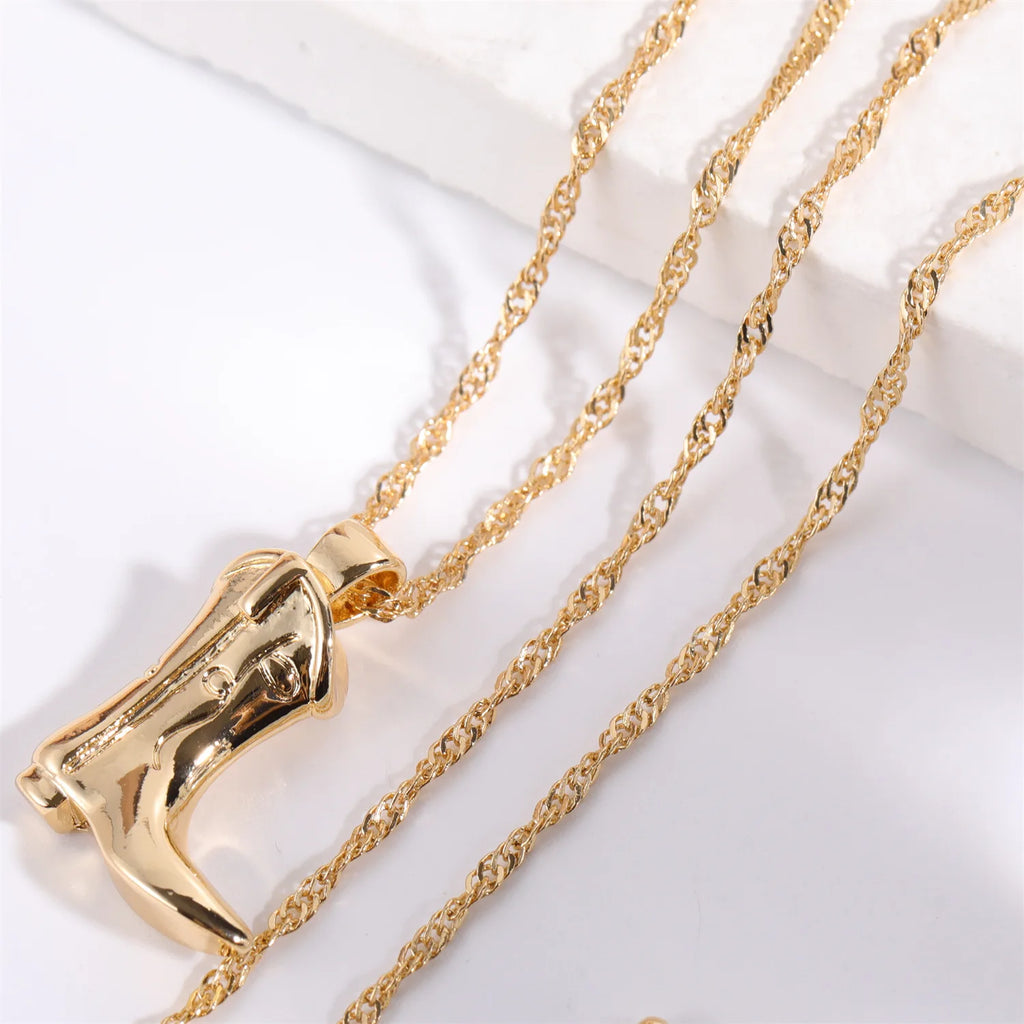 Stainless Steel Cowboy Boots Pendant Necklace Vintage Punk