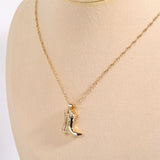 Stainless Steel Cowboy Boots Pendant Necklace Vintage Punk