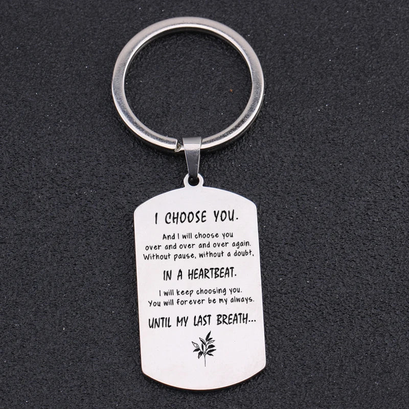 Stainless Steel I CHOOSE YOU Keychain Couple Gift