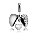 Angel Wings Heart Urn Pendant Necklace for Ashes Crystal Memorial Jewelry