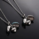 Angel Wings Heart Urn Pendant Necklace for Ashes Crystal Memorial Jewelry
