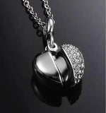 Angel Wings Heart Urn Pendant Necklace for Ashes Crystal Memorial Jewelry