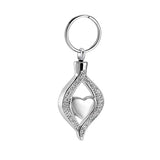 Stainless Steel Crystal Teardrop Heart Keepsake Urn Pendant