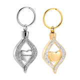 Stainless Steel Crystal Teardrop Heart Keepsake Urn Pendant