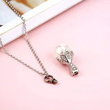 Stainless Steel Pearl Pendant Holder Ash Keepsake Memorial Urn Necklace