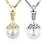 Stainless Steel Pearl Pendant Holder Ash Keepsake Memorial Urn Necklace