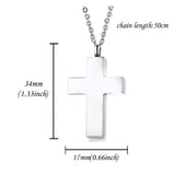 Stainless Steel Cross Pendant Cremation Urn Necklace Charm