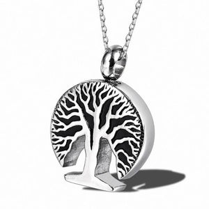Tree of Life Cremation Urn Pendant Necklace - Stainless Steel