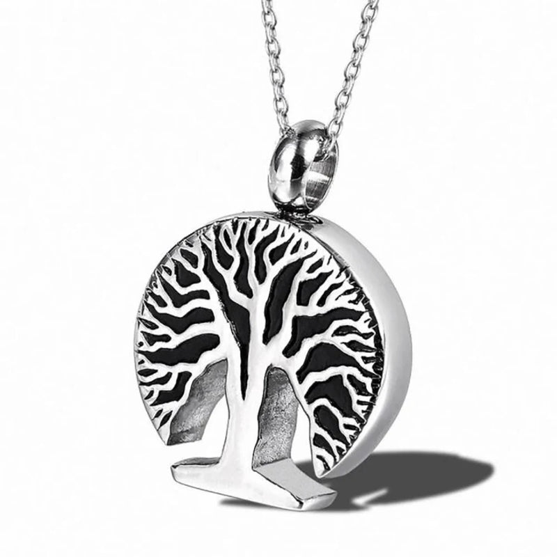 Tree of Life Cremation Urn Pendant Necklace - Stainless Steel