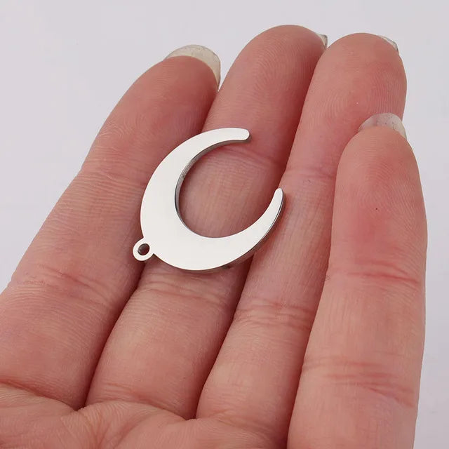 20pcs Stainless Steel Moon Charms Pendants DIY Jewelry Making