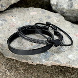 Stainless Steel Cross Charm Silver Bracelet Men Women Jewelry Set