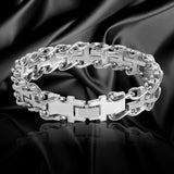 Men's Stainless Steel Cross Link Bracelet, Adjustable Inner Size 7.3-8.0 Inch
