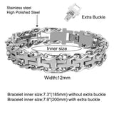 Men's Stainless Steel Cross Link Bracelet, Adjustable Inner Size 7.3-8.0 Inch
