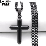 Stainless Steel Cross Pendant Necklace Men Female Prayer