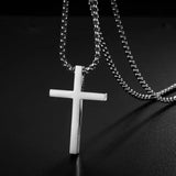 Stainless Steel Cross Pendant Necklace for Men Women Silver