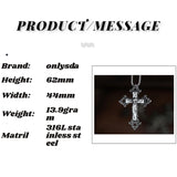 Stainless Steel Cross Skull Pendant Necklace Silver Gothic Punk Charm
