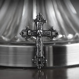 Stainless Steel Cross Skull Pendant Necklace Silver Gothic Punk Charm