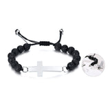 Stainless Steel Cross Urn Beaded Bracelet for Men